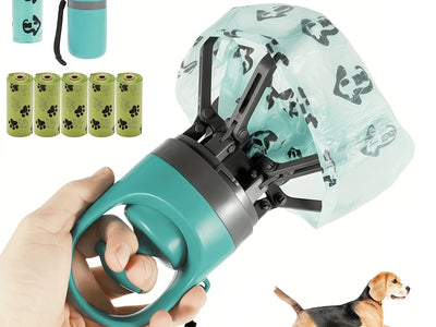 Recogedor Portátil con Bolsa Integrada para Perros — No-Touch, Cierre Hermético | Paseos